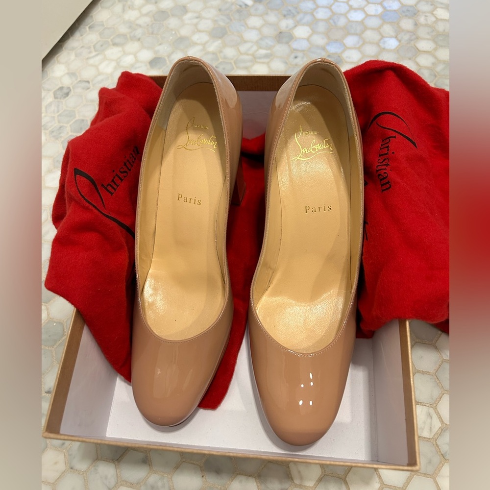 Christian Louboutin Kabetts Nude block heel